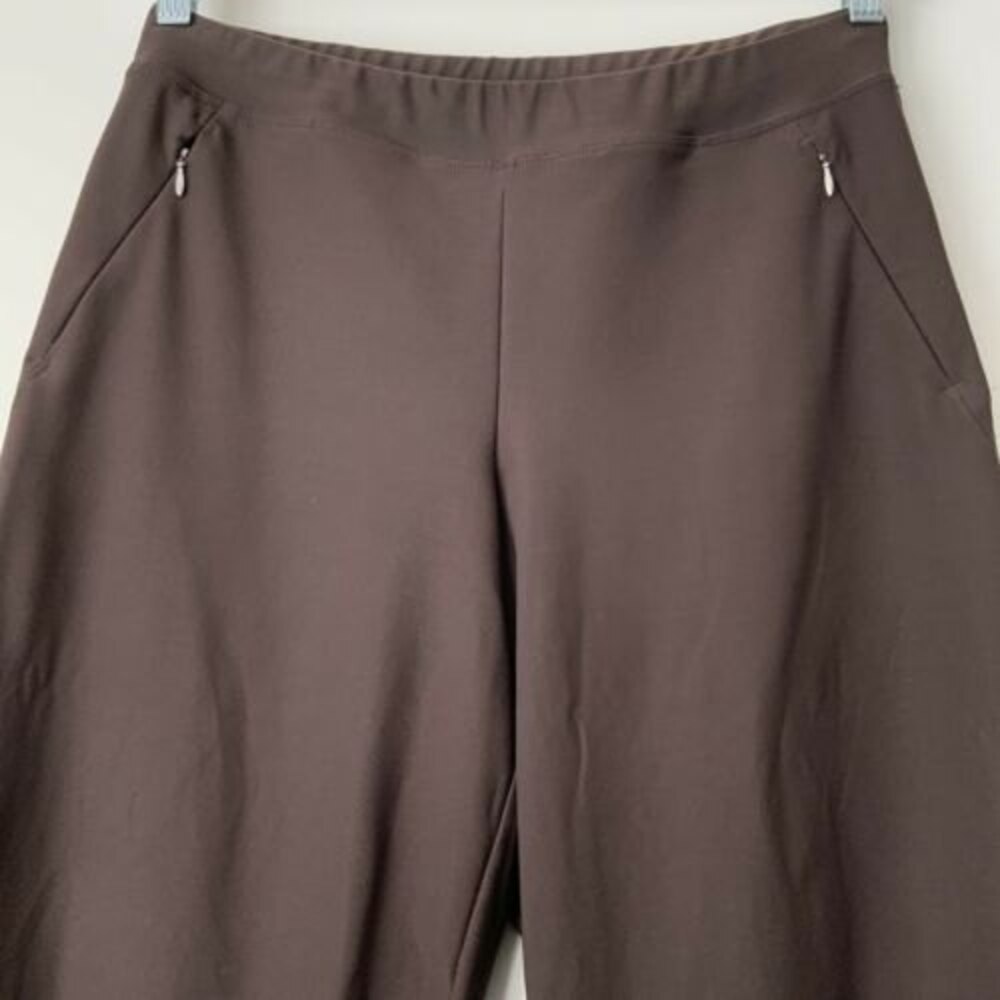 Lucy Pull-on Wide Leg Elastic Waist Leggings Brown M Short - Picture 5 of 10